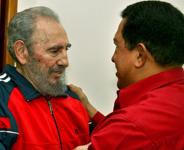 Ditador cubano Fidel Castro e Hugo Chavez